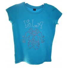 Girls Personalised Ballet Stretch T-shirt Rhinestone Diamanté Design